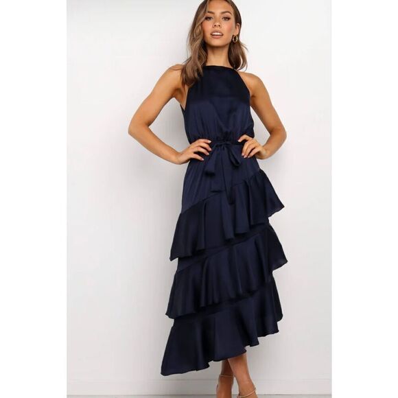 Petal & Pup Dresses & Skirts - Petal & Pup SEYCHELLE DRESS - NAVY Ruffle Tiered Size 16 Nwot